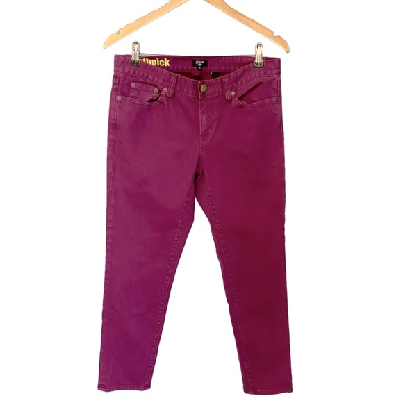 J Crew Purple Denim Toothpick Ankle Skinny Leg Jeans Women’s size 29 Low Rise - Picture 1 of 7